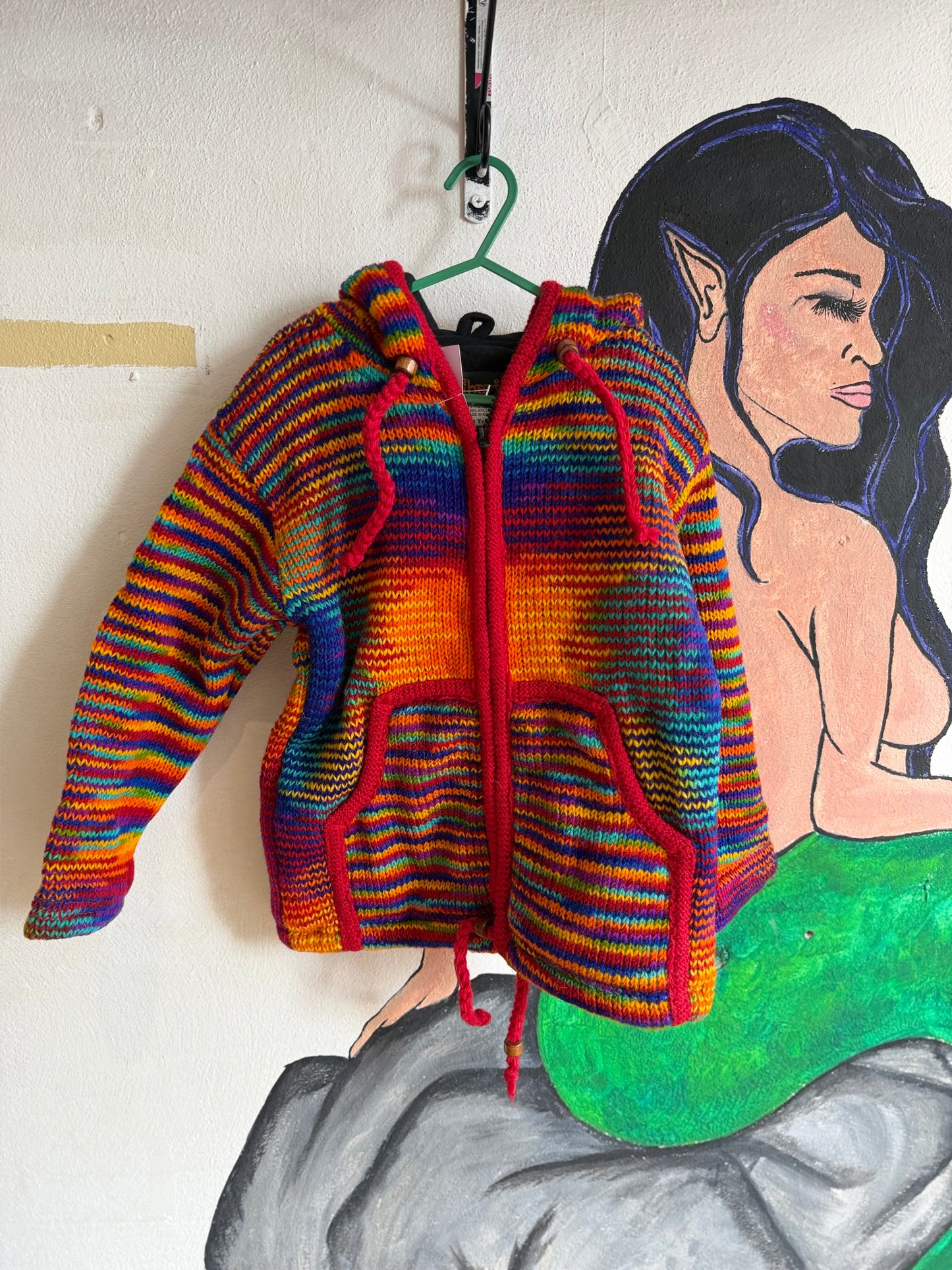 Gheri Rainbow Woollen Fleece Lined Jacket - Sunset
