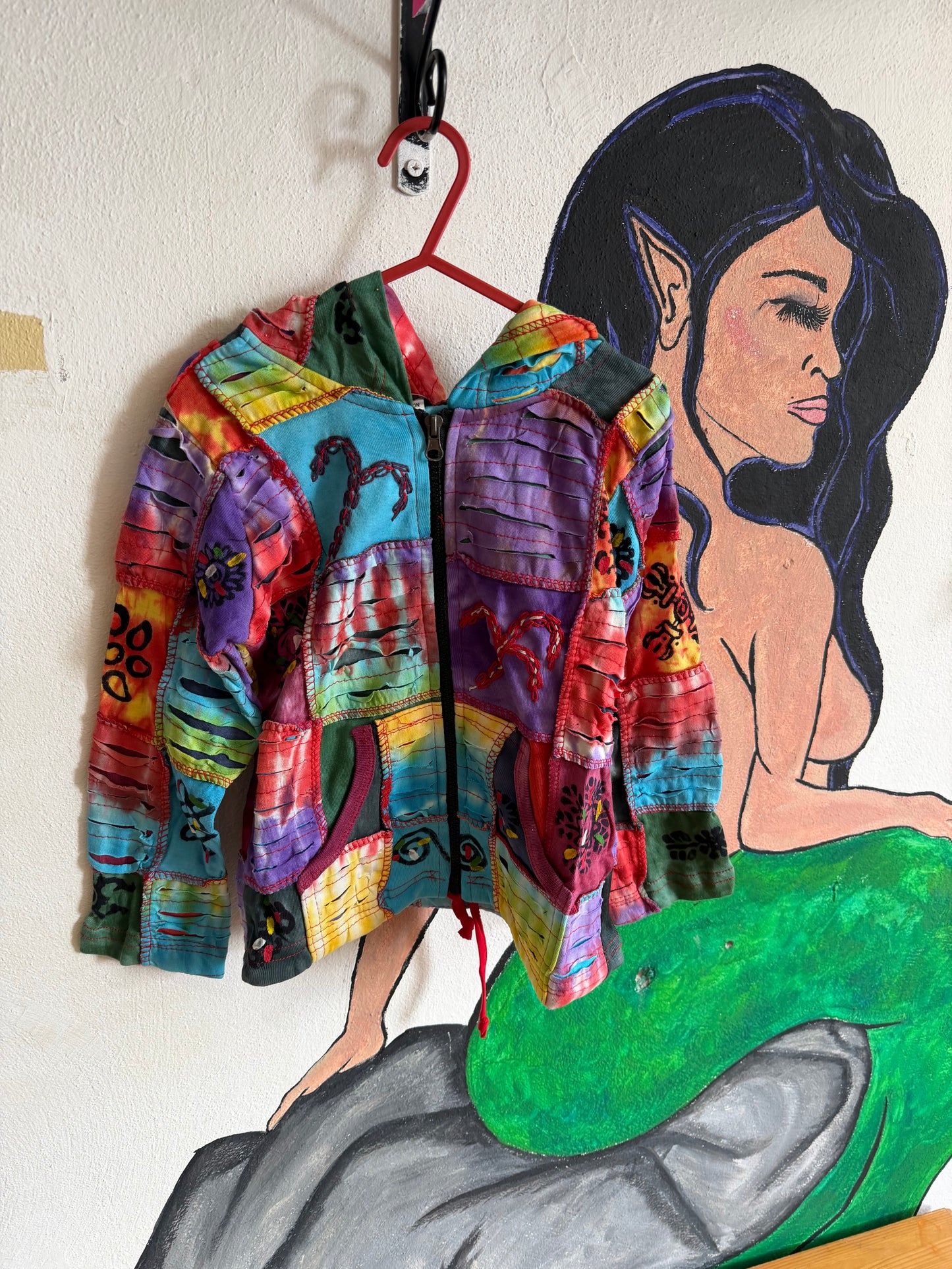 Gheri Patchwork Slash Hoodie - Bright Colours