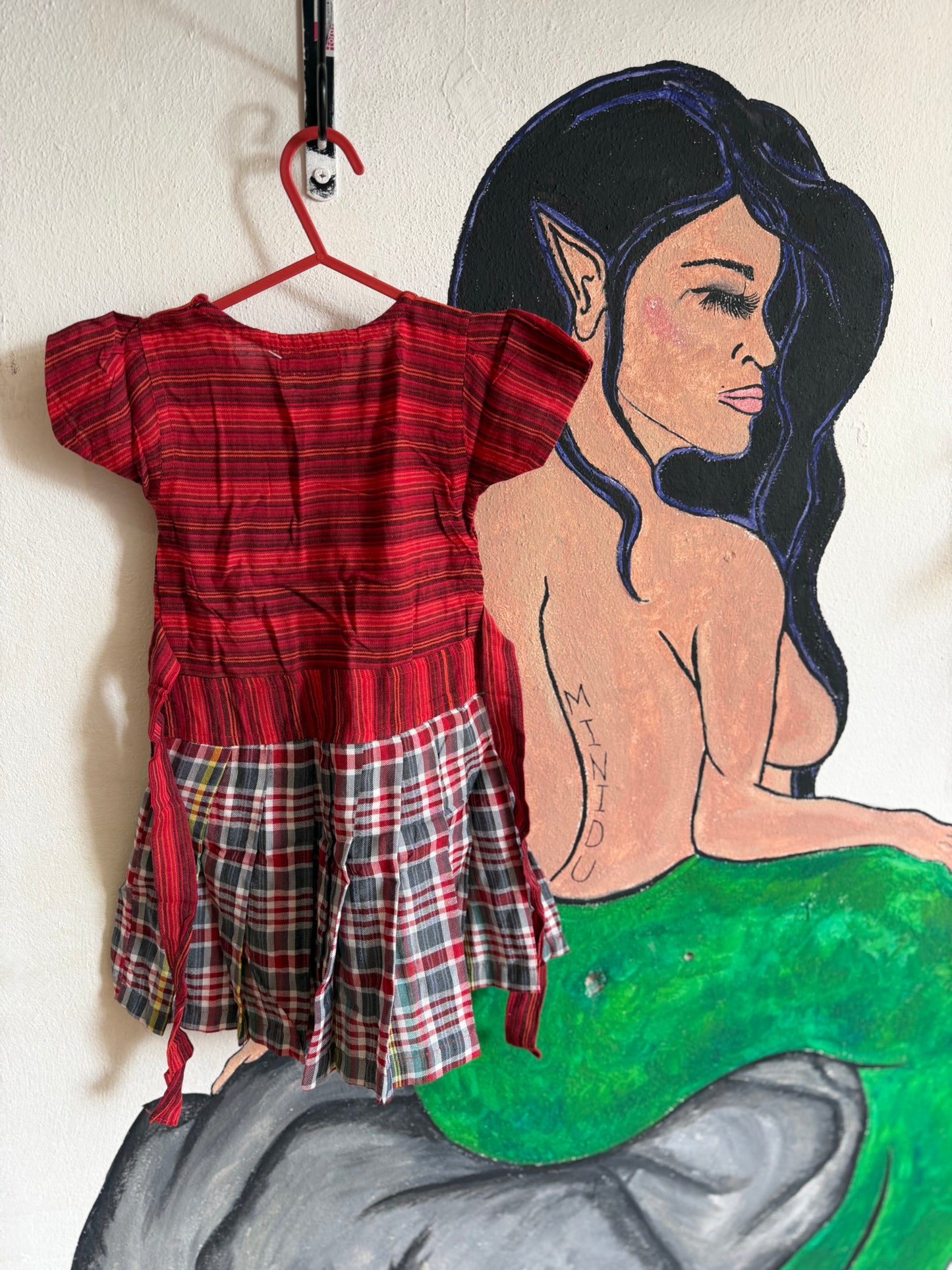 Gheri Dress - Red Stripe/ Tartan