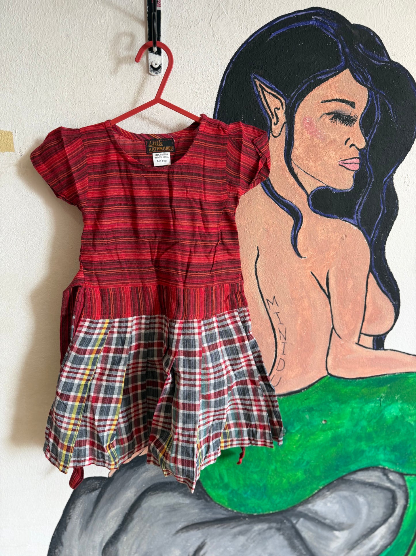 Gheri Dress - Red Stripe/ Tartan