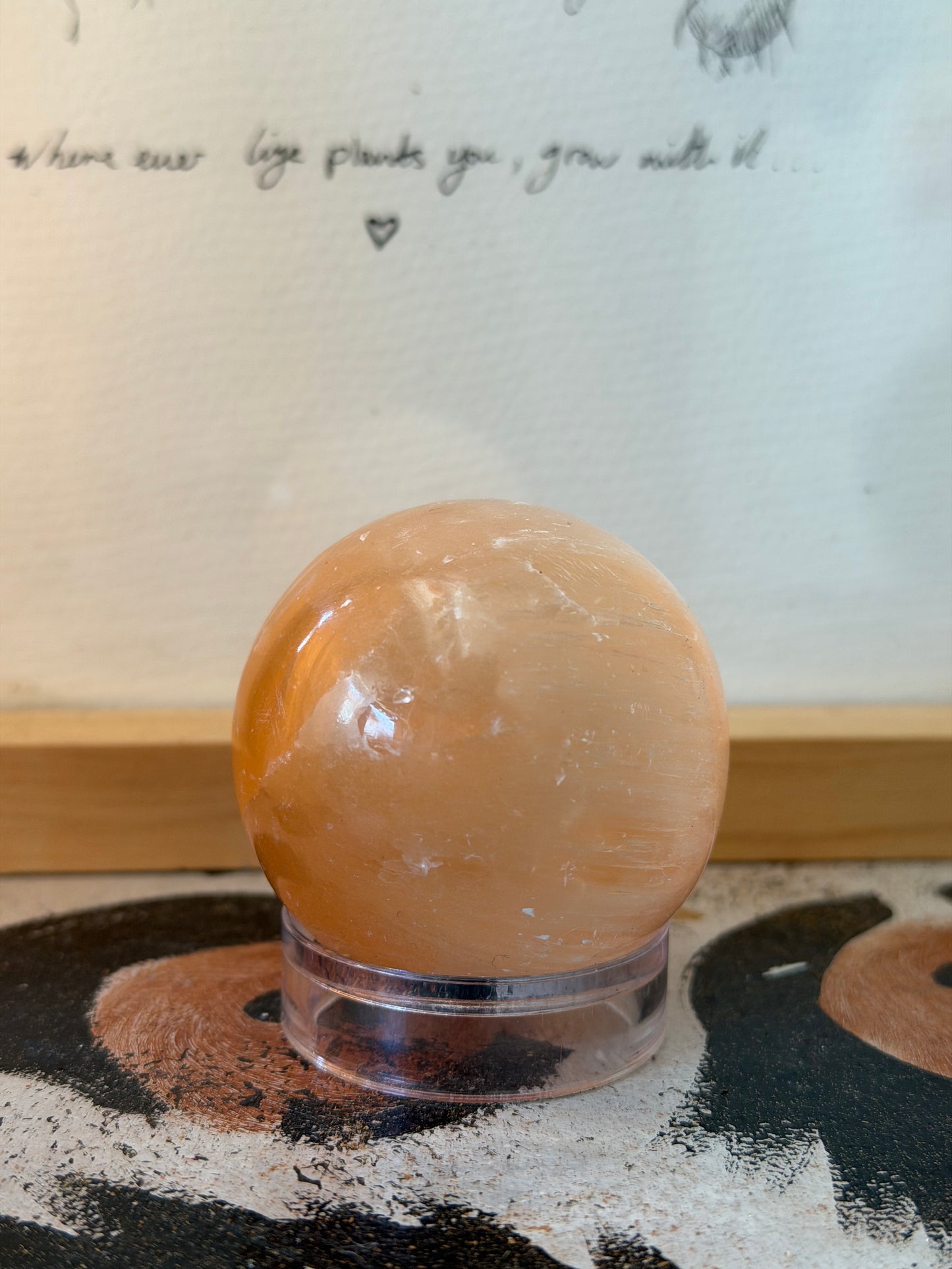 Orange Calcite Sphere + Holder