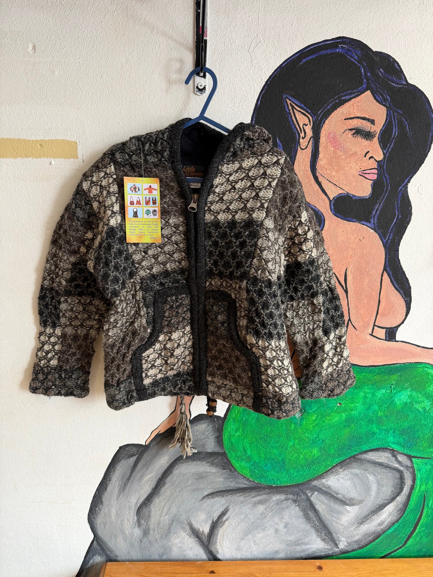 Grey Scale Woollen Fleece Lined Jacket