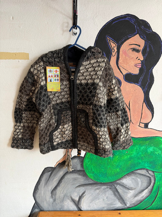 Grey Scale Woollen Fleece Lined Jacket