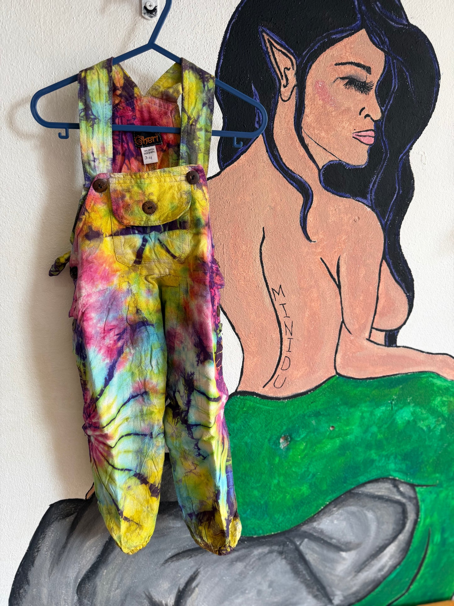 Gheri Tie-Dye Dungarees - Neon