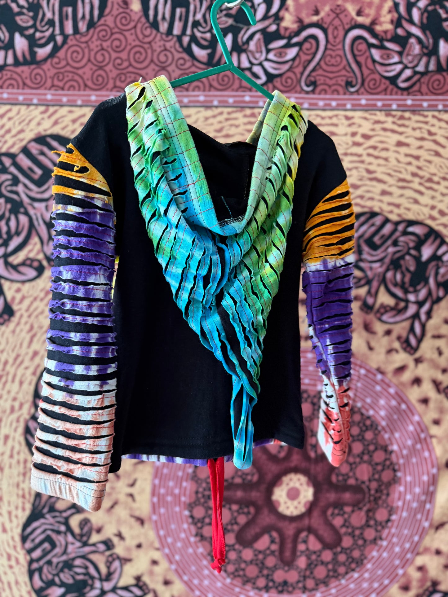 Little Kathmandu  - Striped slashed tie-dyed hoodie