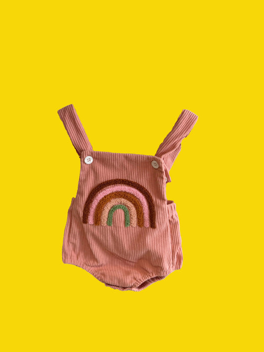 Corduroy Bodysuit - Pink/ Rainbow