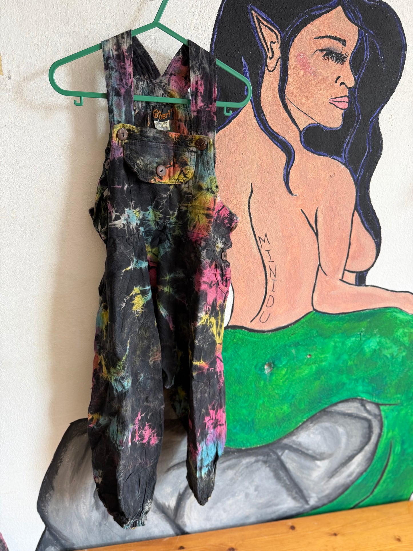 Gheri Tie-Dye Dungarees - Black/ Neon