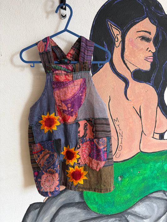 Gringo Dungaree Dress - Patchwork Sunflower