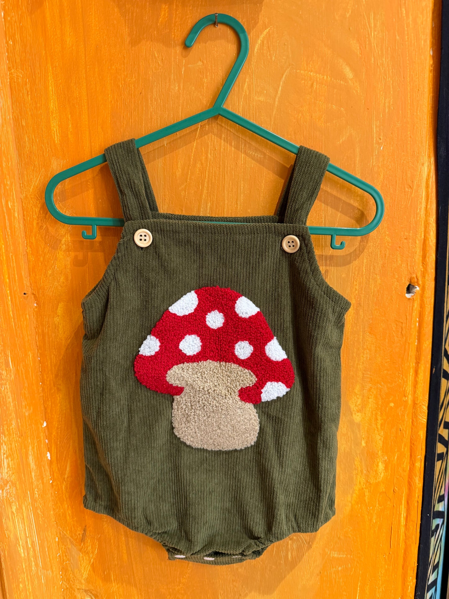Corduroy Bodysuit - Green/ Mushroom