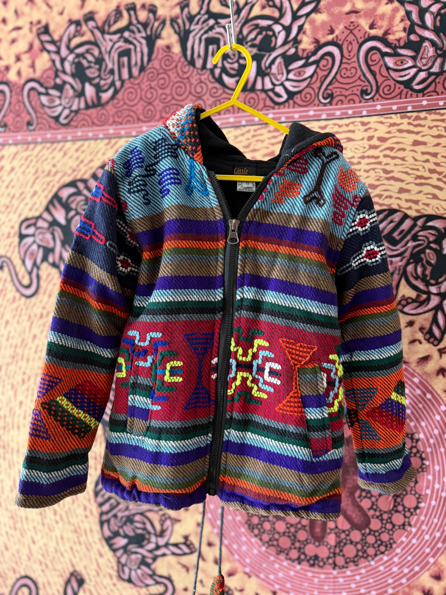 Knitted fleece lined hooded jacket