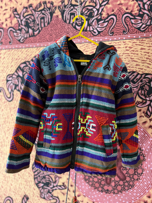 Knitted fleece lined hooded jacket