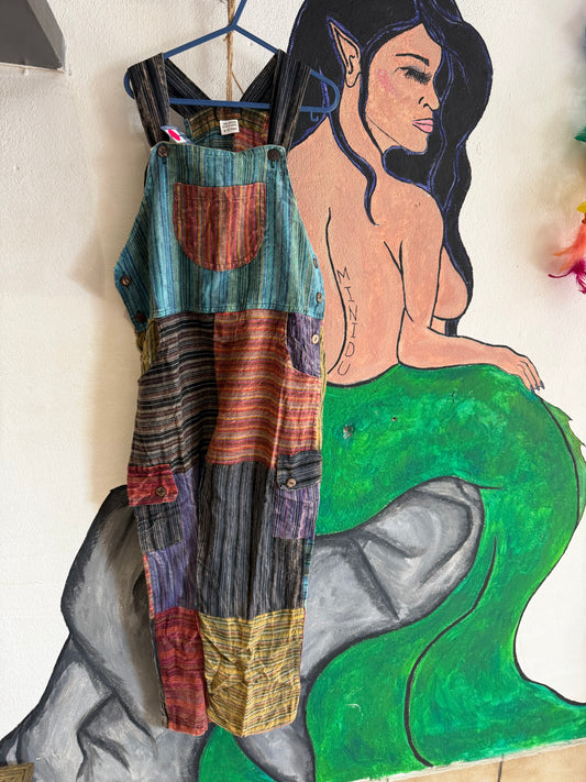 Gheri Dungarees - Striped Patchwork