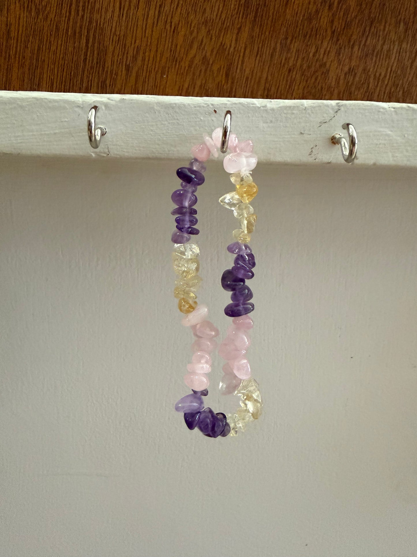 Rose Quartz, Amethyst & Citrine Chip Bracelet