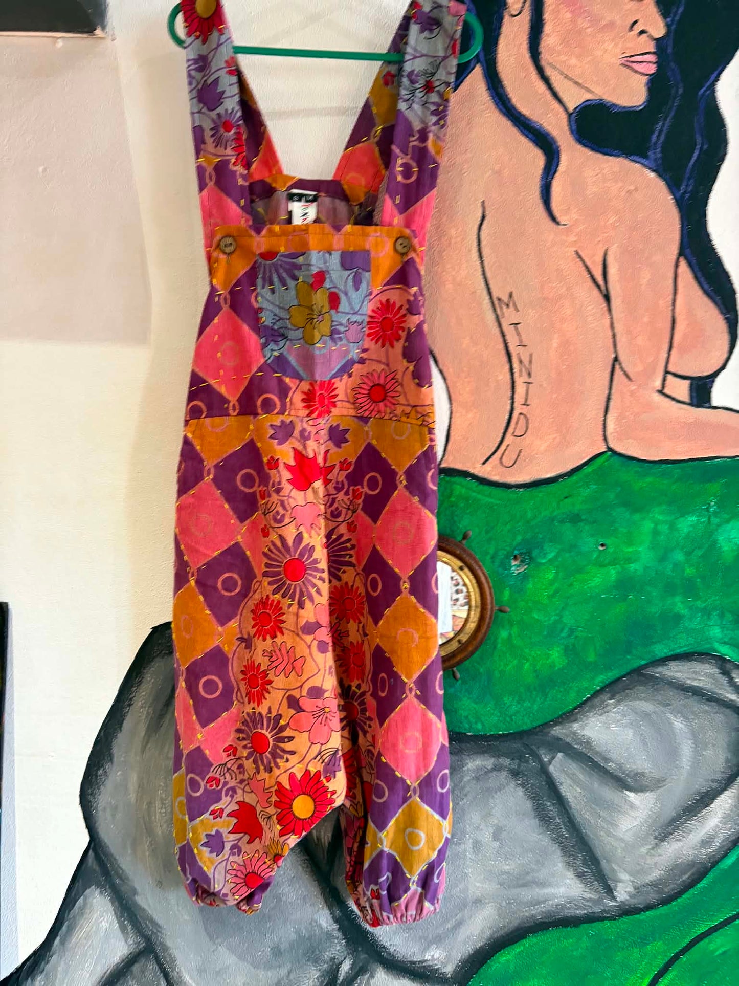 Funky Threads - Floral Dungarees