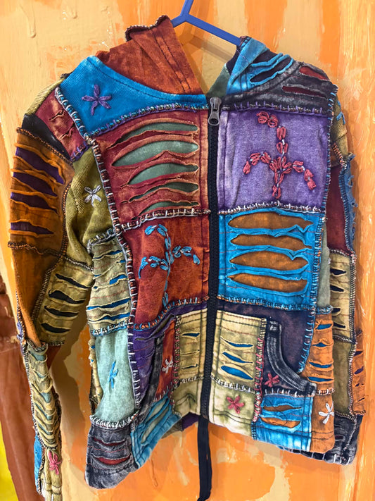 Gheri Patchwork Slash Hoodie - Earthy Colours