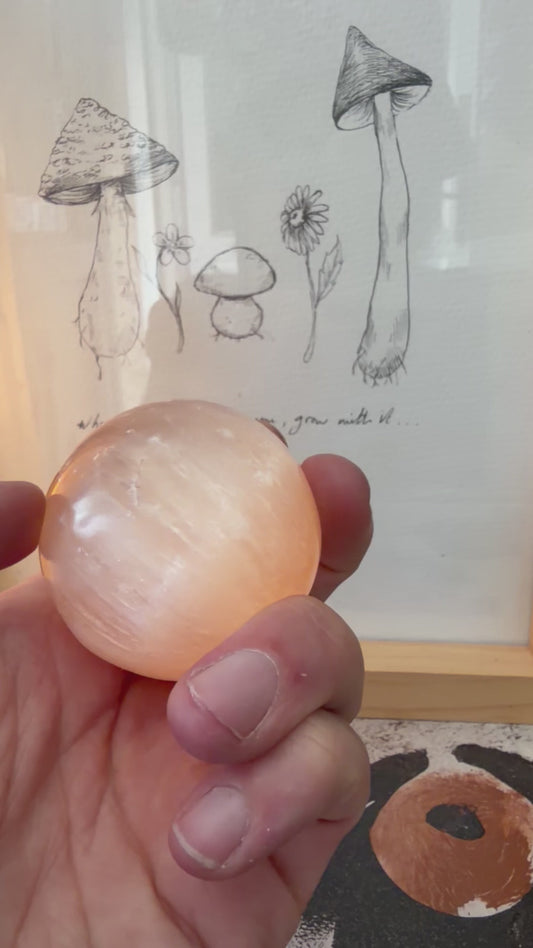 Orange Calcite Sphere + Holder